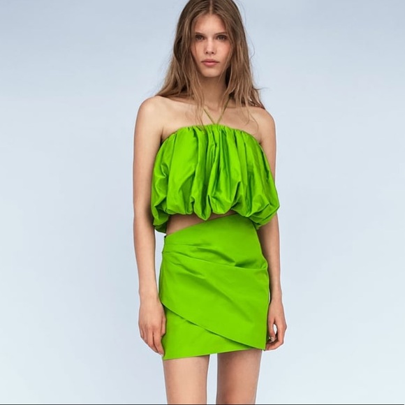 Zara Tops - Sold as set - ZARA VOLUMINOUS TOP + SKIRT - LIMITED EDITION GREEN XS 3332…